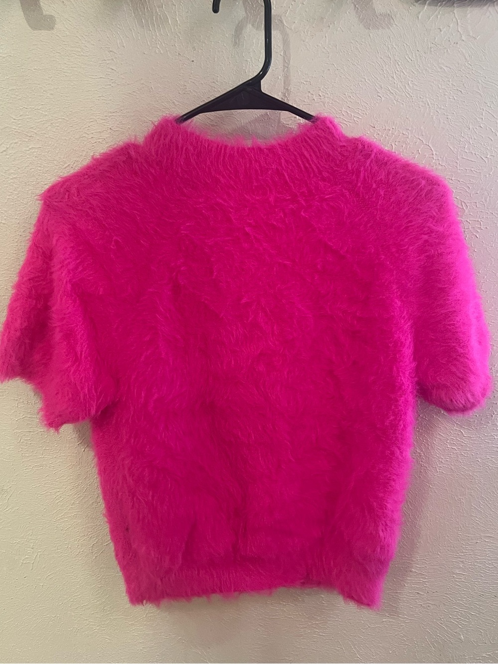 Pilcro Hot Pink Fuzzy Short Sleeve Top - Picture 2 of 3